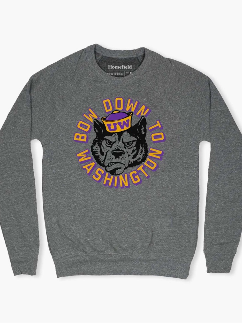 Homefield U of Washington Huskies Bow Down Sweatshirt | Heather Gray | Large - Picture 2 of 5